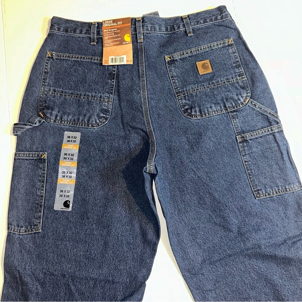 Carhartt Loose Original Fit‎ Work Dungaree Carpenter Jeans B13 DPS 36x32 NWT - Picture 5 of 12